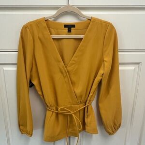 Jcrew faux wrap blouse size 6 mustard